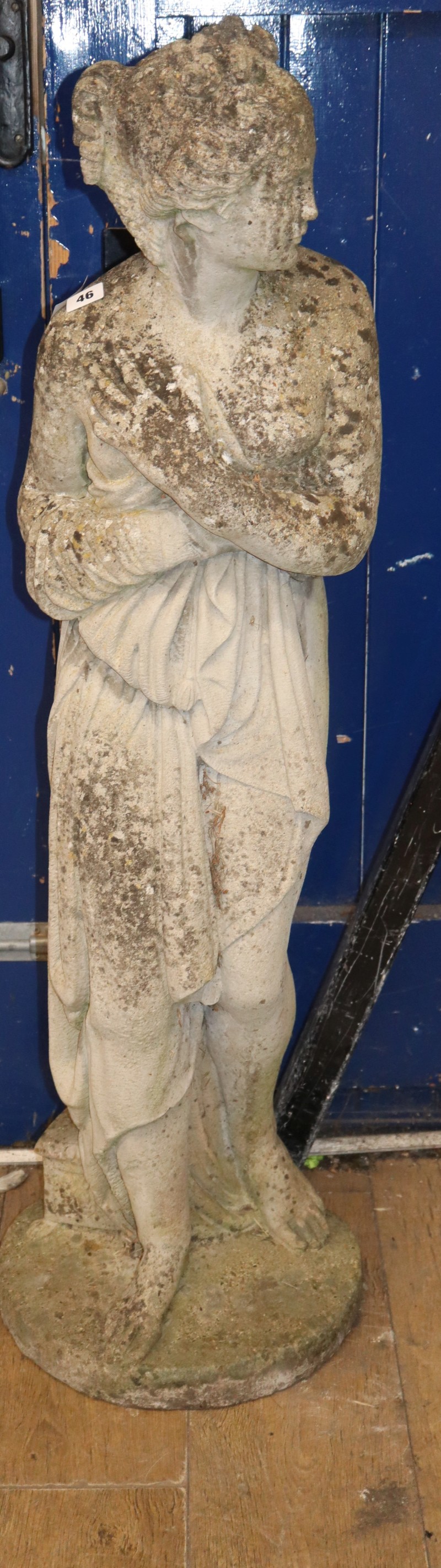 A reconstituted stone garden figure of lady, H.115cm